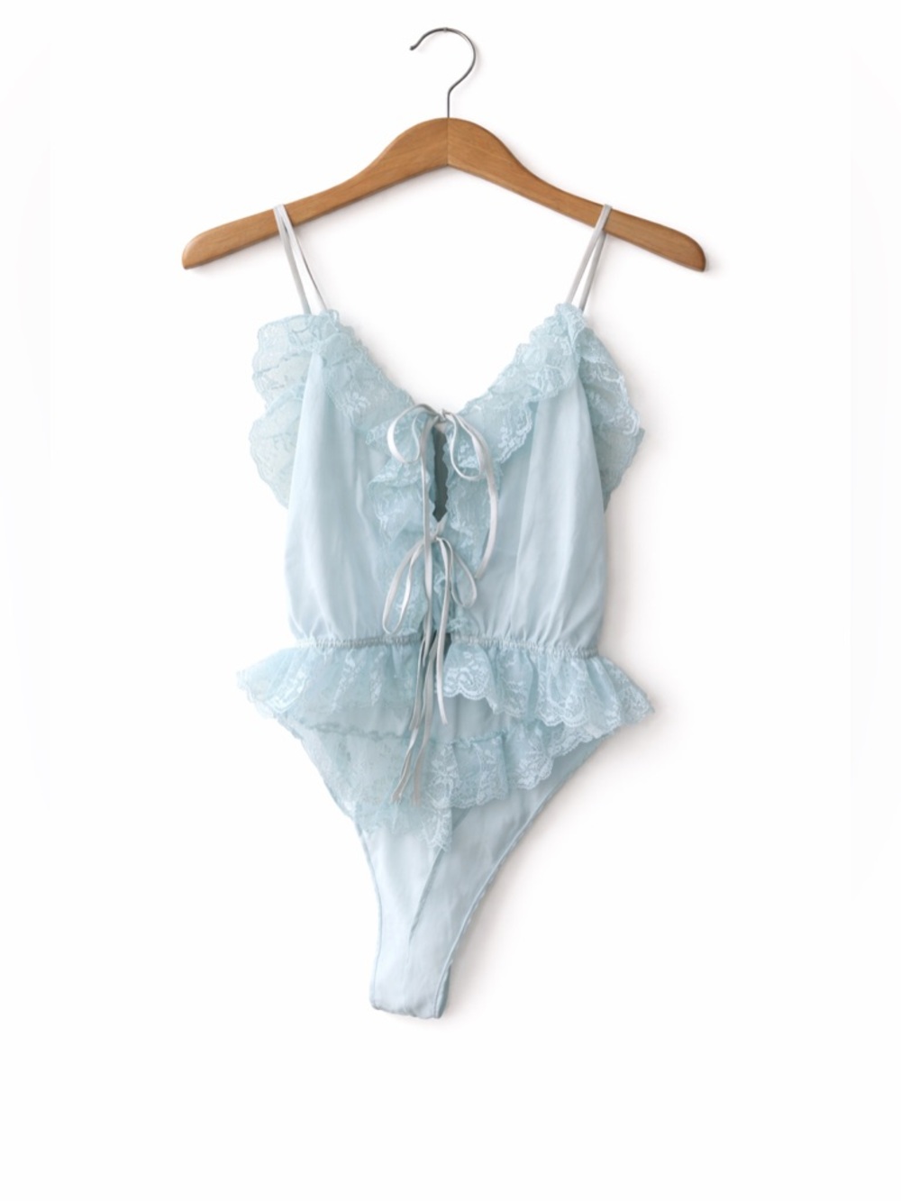Frederick's of Hollywood Light Blue Lace Teddy. Great Vintage Condition. Size M